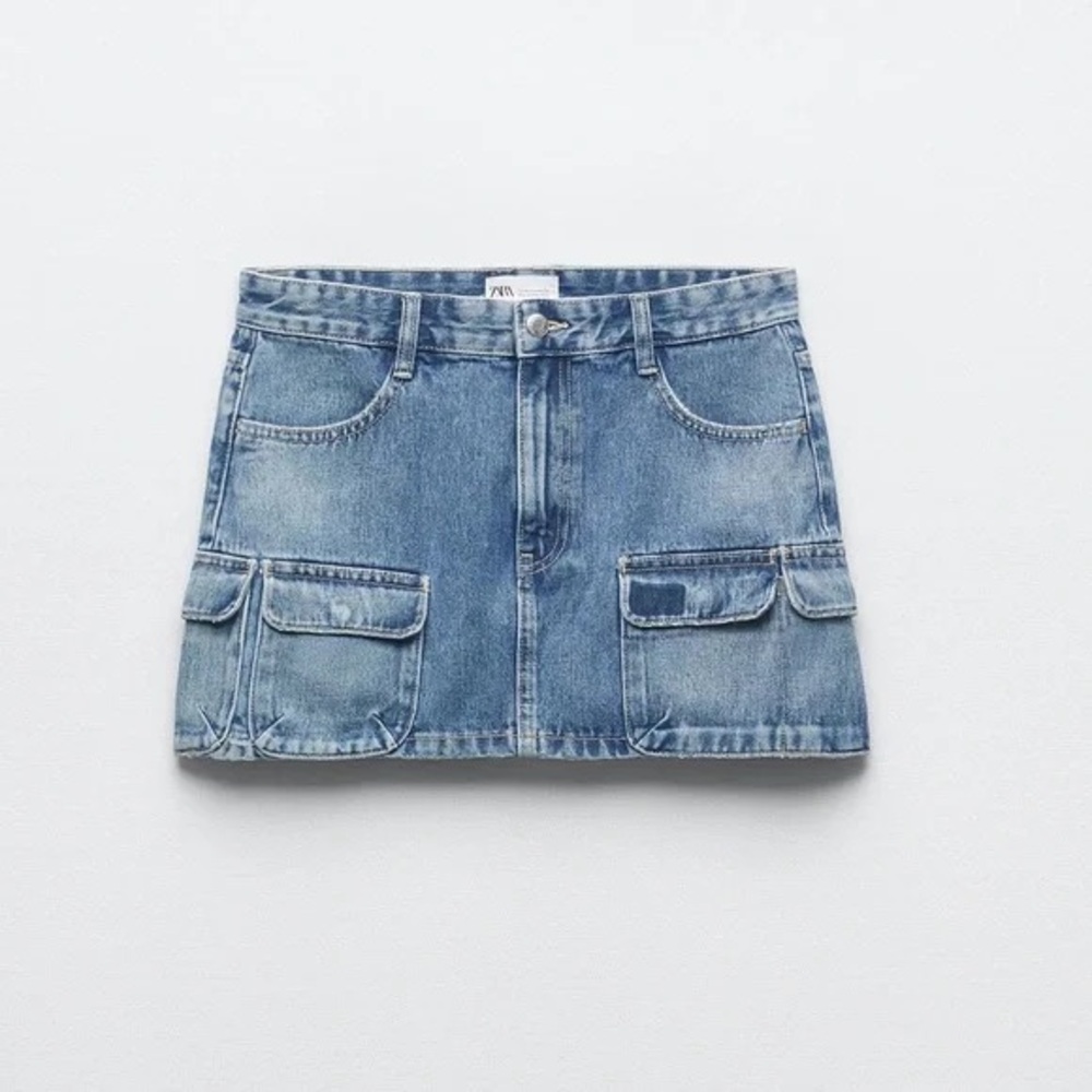 Zara Blue Denim Cargo Skirt S
